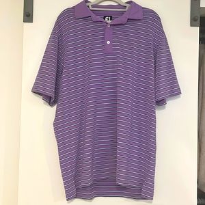 NEW FootJoy FJ Golf Polo Short Sleeve Shirt Purple Stripe LARGE